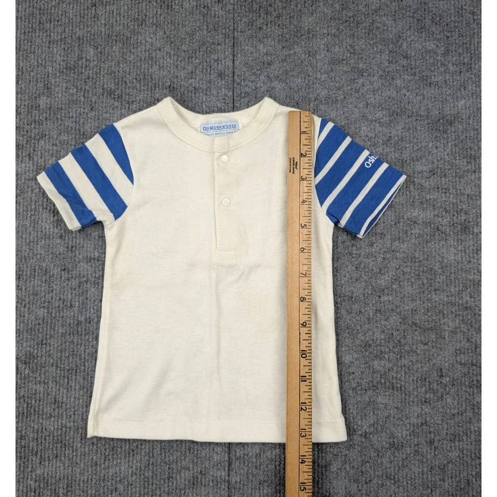 Vintage OshKosh BGosh Shirt Baby Boys 24M Genuine Article Tee Blue Retro Sporty